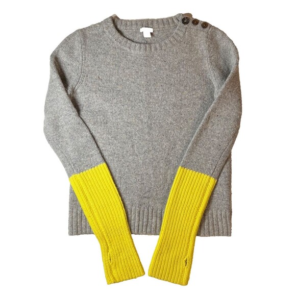 Fossil Sweater Gray/Yellow Wool Cashmere Blend XL Sleeves Color-Blockv Sz XS - Picture 3 of 10